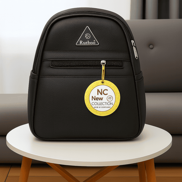 Premium Brown Faux Leather Backpack